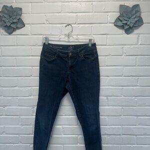 LOFT Women's Dark Blue Curvy Skinny Ankle Jeans w/Zippers at the Ankles
